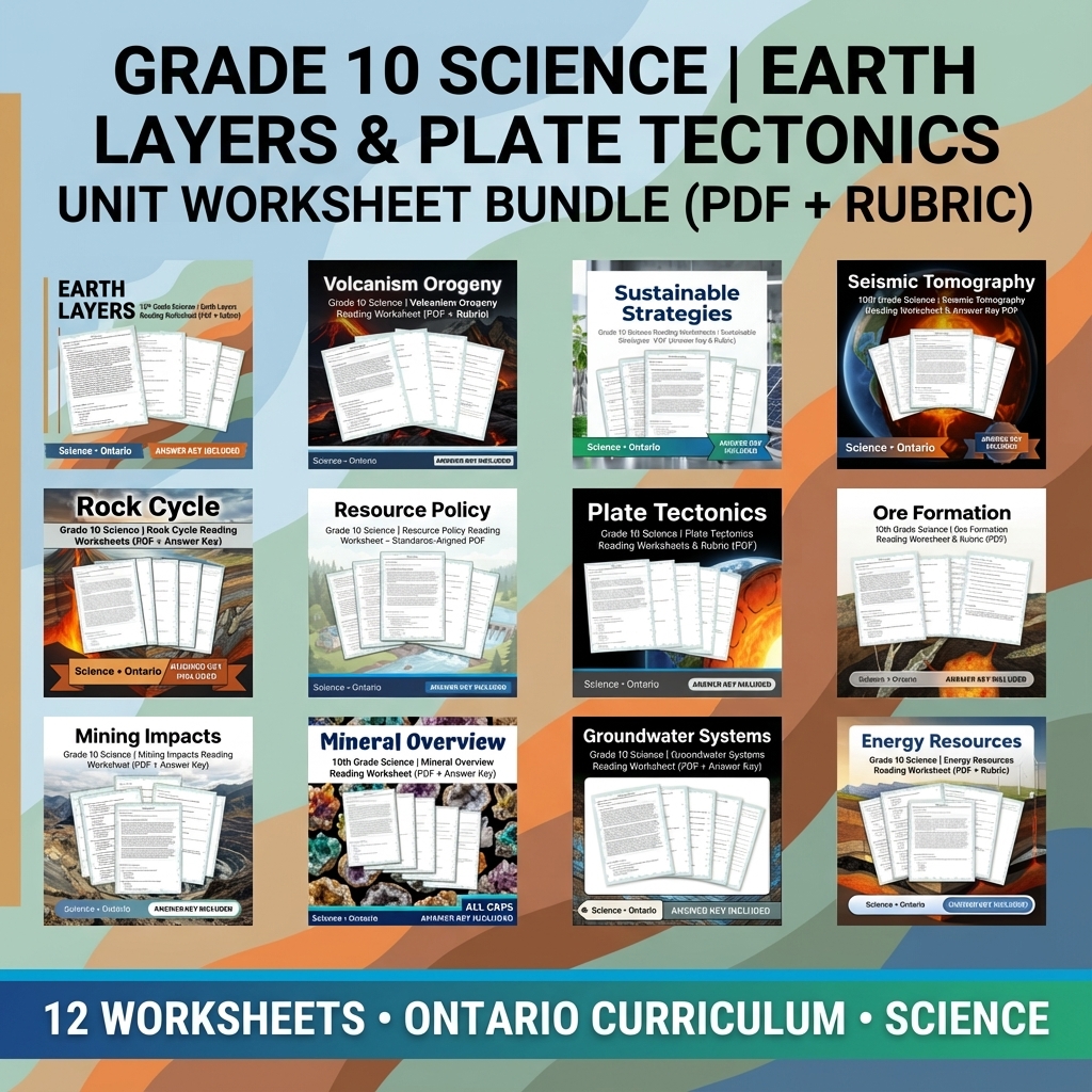 Grade 10 Science Unit Bundle – Earth Dynamics & Resources (PDF + Rubrics) — bundle cover