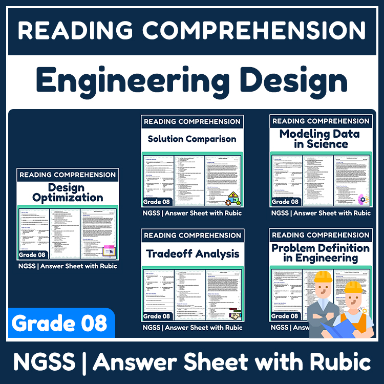 Grade 8 Science Unit | Engineering & Data Modeling Worksheets (NGSS Aligned) — bundle cover