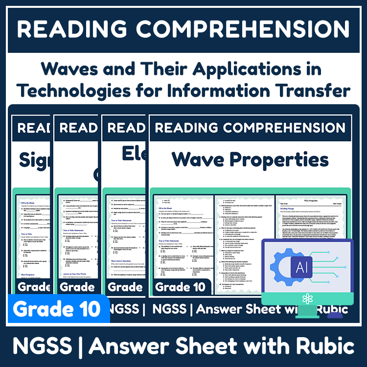 Grade 10 Science Unit | Wave Properties & Electromagnetic Behavior Worksheets  — bundle cover