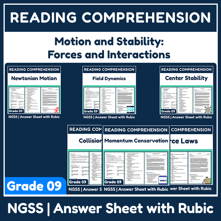 Grade 9 Science Unit Bundle – Newtonian Motion & Force Laws Worksheets  — bundle cover
