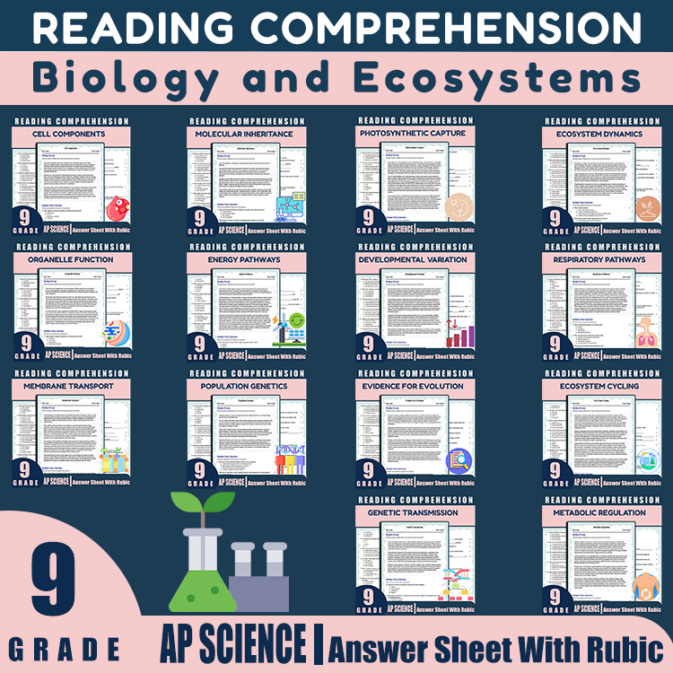 Grade 9 Science Unit | Cell Structures, Genetics & Ecosystems Worksheet Bundle — bundle cover