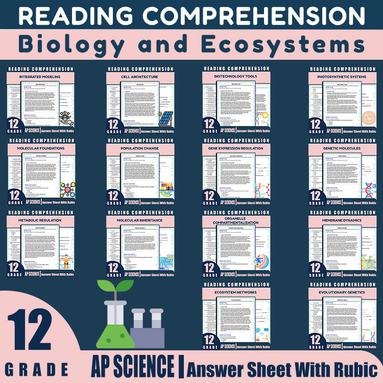 Grade 12 Science Unit Worksheet Pack | Molecular Biology, Genetics & Ecosystems — bundle cover