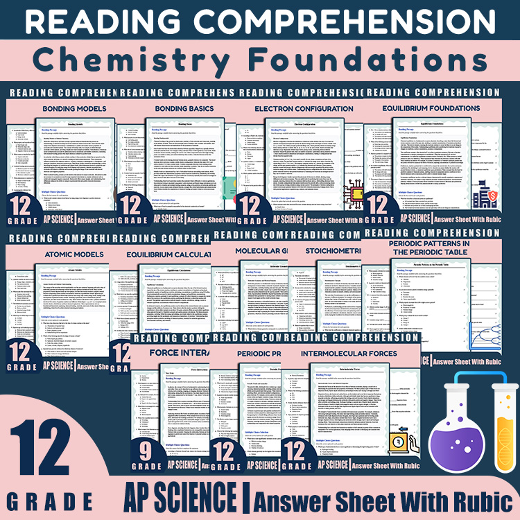 Grade 12 Science Unit Bundle | Atomic Structure & Chemical Reactions Worksheets — bundle cover