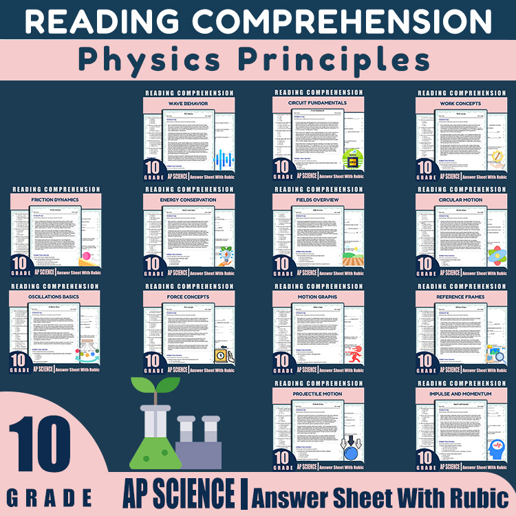 Grade 10 Science Unit Bundle | Motion, Forces & Energy Worksheets (PDF) — bundle cover