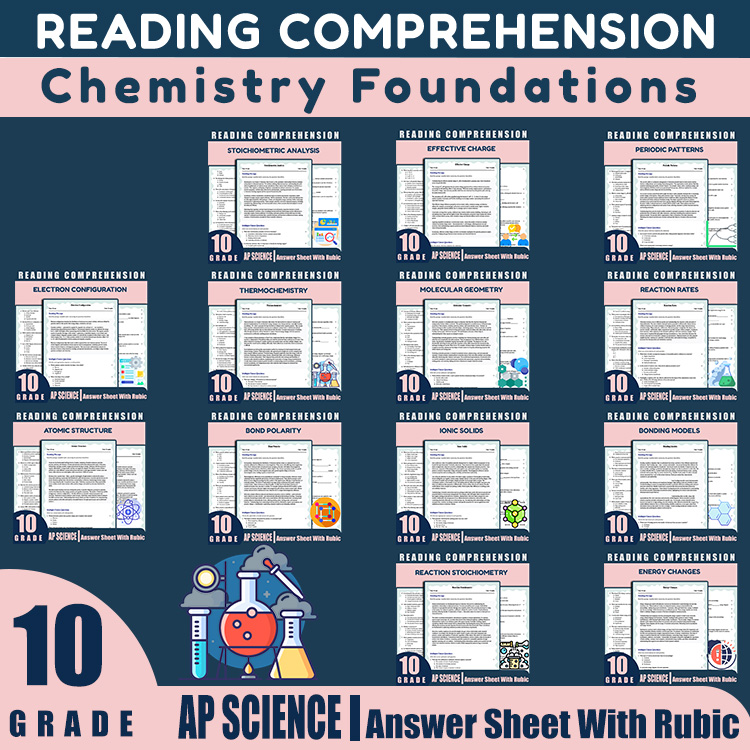 Grade 10 Science Unit Worksheet Bundle | Chemical Reactions & Atomic Structure — bundle cover