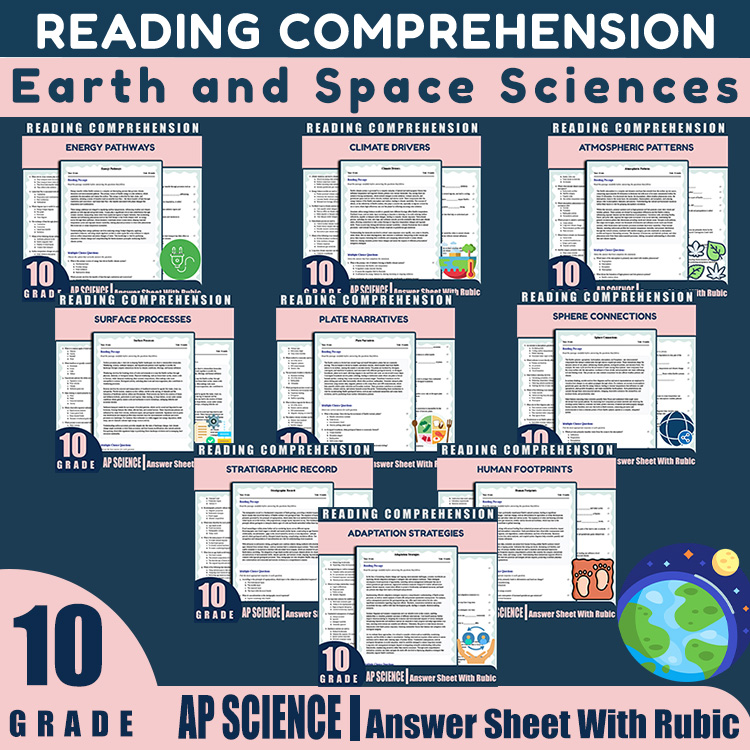 Grade 10 Science Unit | Earth Processes & Climate Worksheets (PDF + Answer Key) — bundle cover