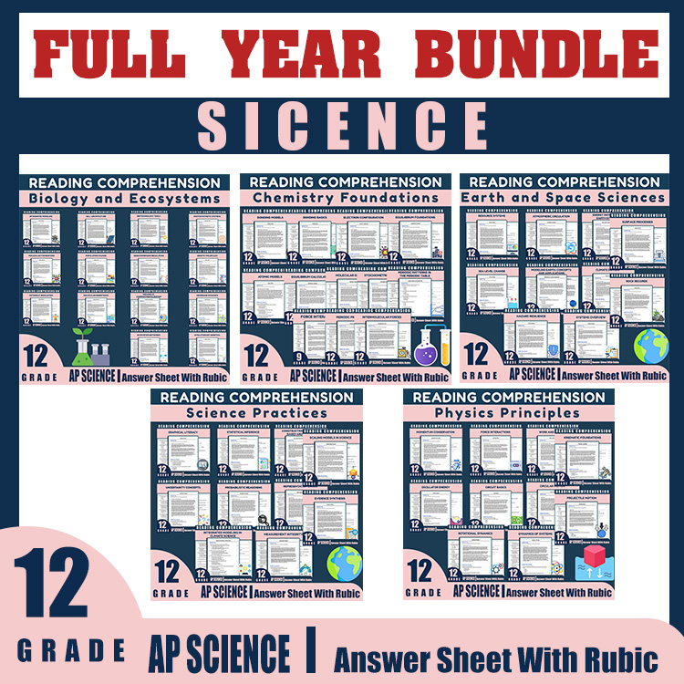 Grade 12 Science Worksheet Bundle – Physics, Biology, Chemistry & Earth Science — bundle cover