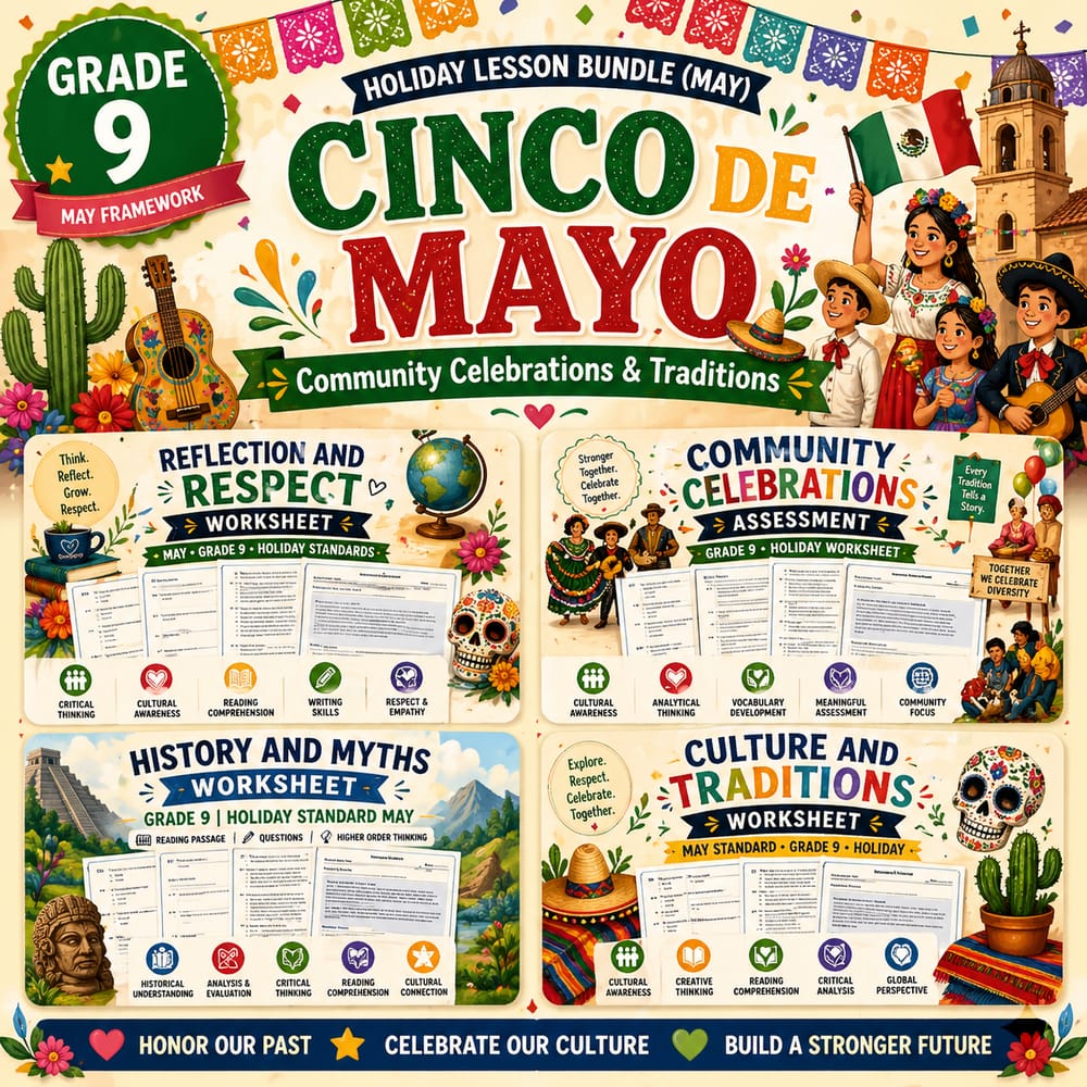 Grade 9 Lesson Bundle (May): Cinco de Mayo | Community Celebrations & Traditions — bundle cover