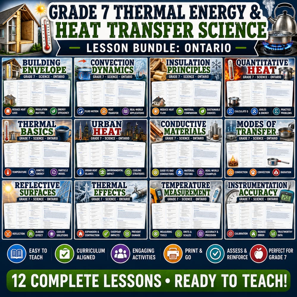 Grade 7 Thermal Energy & Heat Transfer Science Lesson Bundle: Ontario — bundle cover