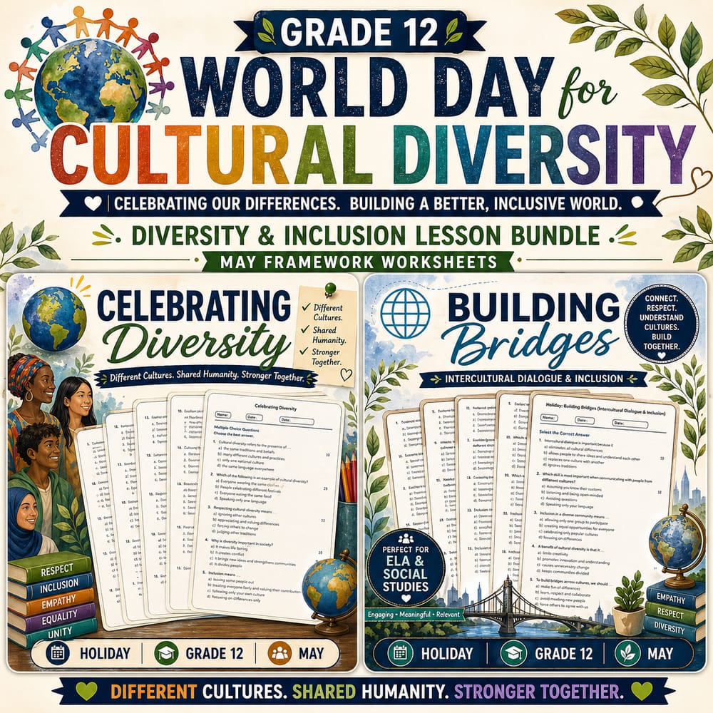 Cultural Diversity: Holiday Diversity & Inclusion Lesson Bundle | Grade 12 | May — bundle cover