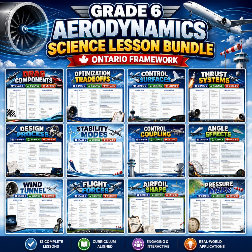 Grade 6 Aerodynamics | Flight - Science Lesson Bundle – Ontario Framework — bundle cover