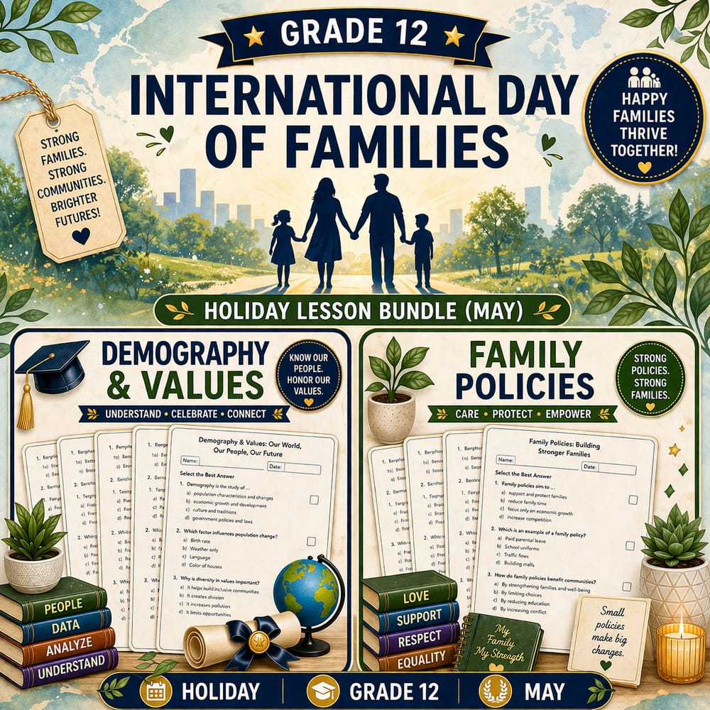 International Day of Families | Grade 12 Holiday Lesson Bundle | May — bundle cover