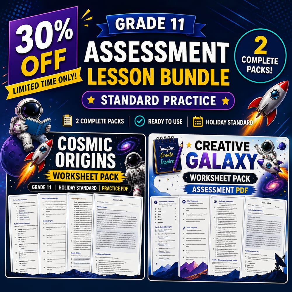 Grade 11 Holiday Assessment Lesson Bundle (May) – Standard Practice — bundle cover