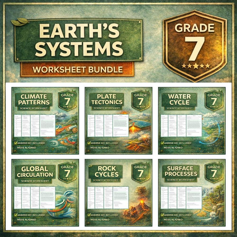 Grade 7 Science Bundle | Earth Systems & Processes NGSS (Worksheet Pack) — bundle cover