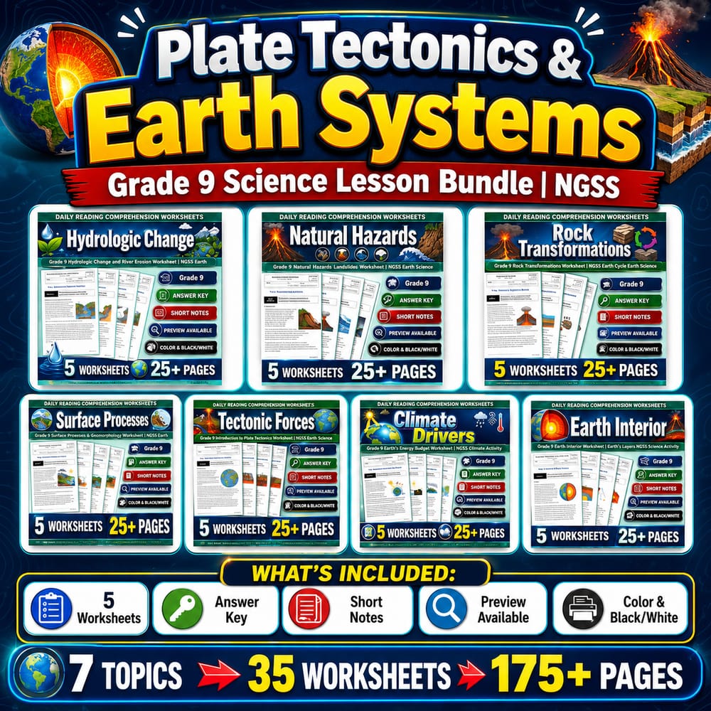 Plate Tectonics & Earth Systems Grade 9 Science Lesson Bundle | NGSS — bundle cover