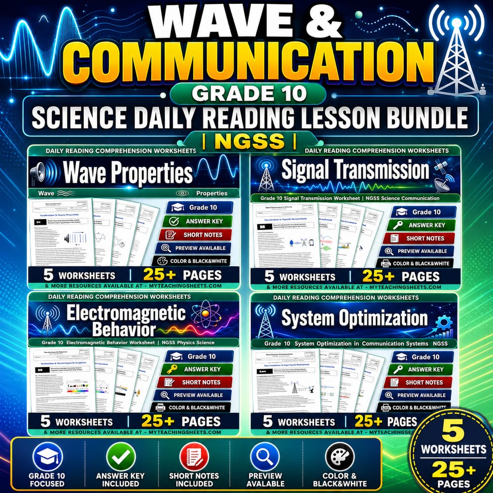 Wave & Communication Grade 10 Science Daily Reading Lesson Bundle | NGSS — bundle cover