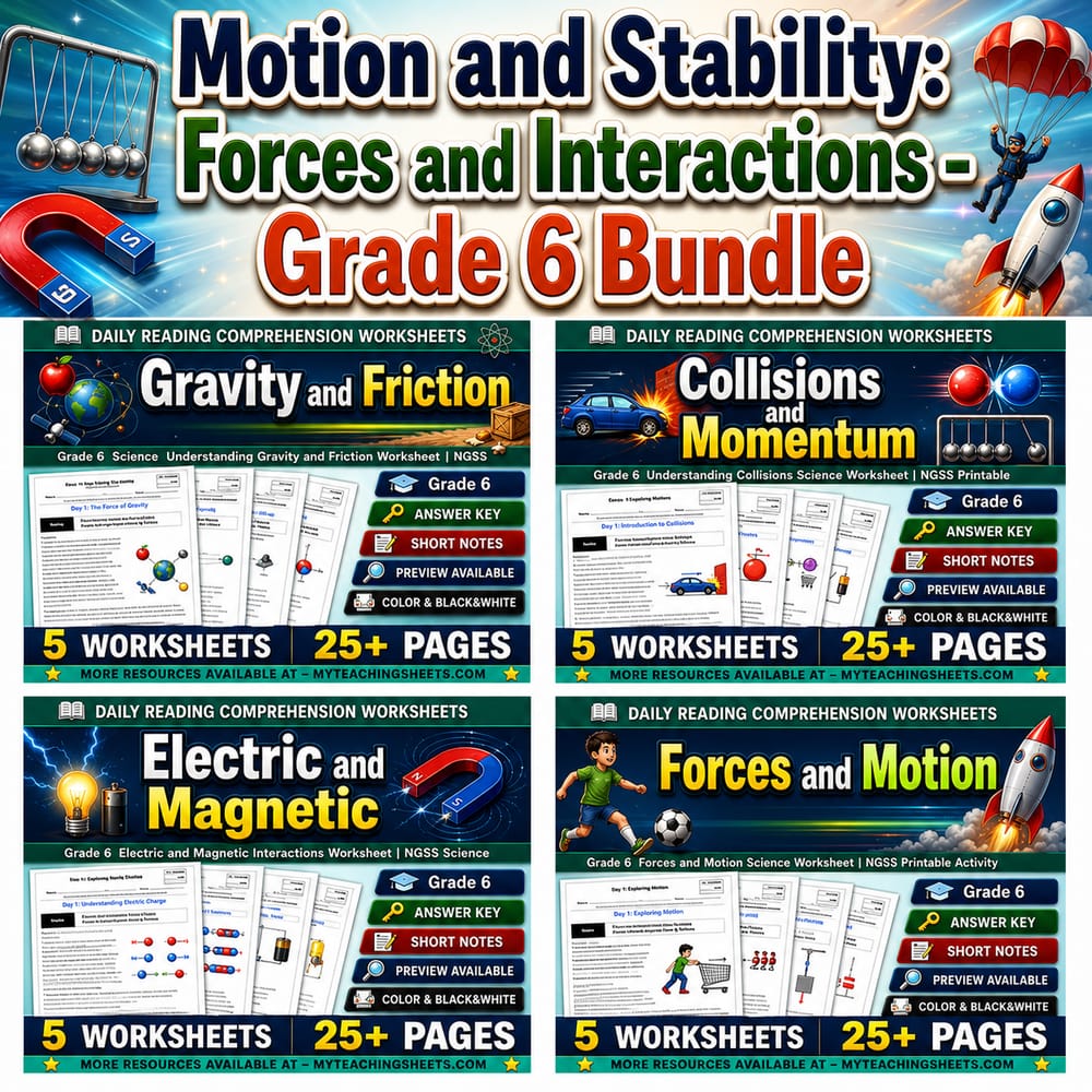 Motion and Stability: Forces and Interactions Grade 6 Science Bundle | NGSS — bundle cover