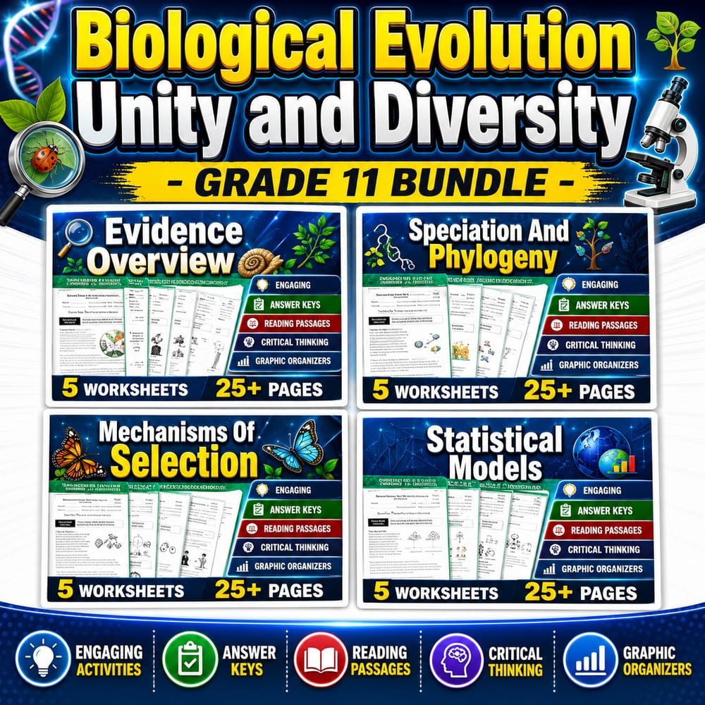 Biological Evolution Unity & Diversity Grade 11 Science Lesson Bundle | NGSS — bundle cover