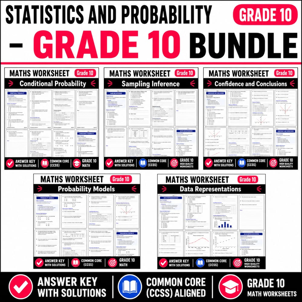 Grade 10 Statistics and Probability Lesson Bundle | Common Core Maths — bundle cover