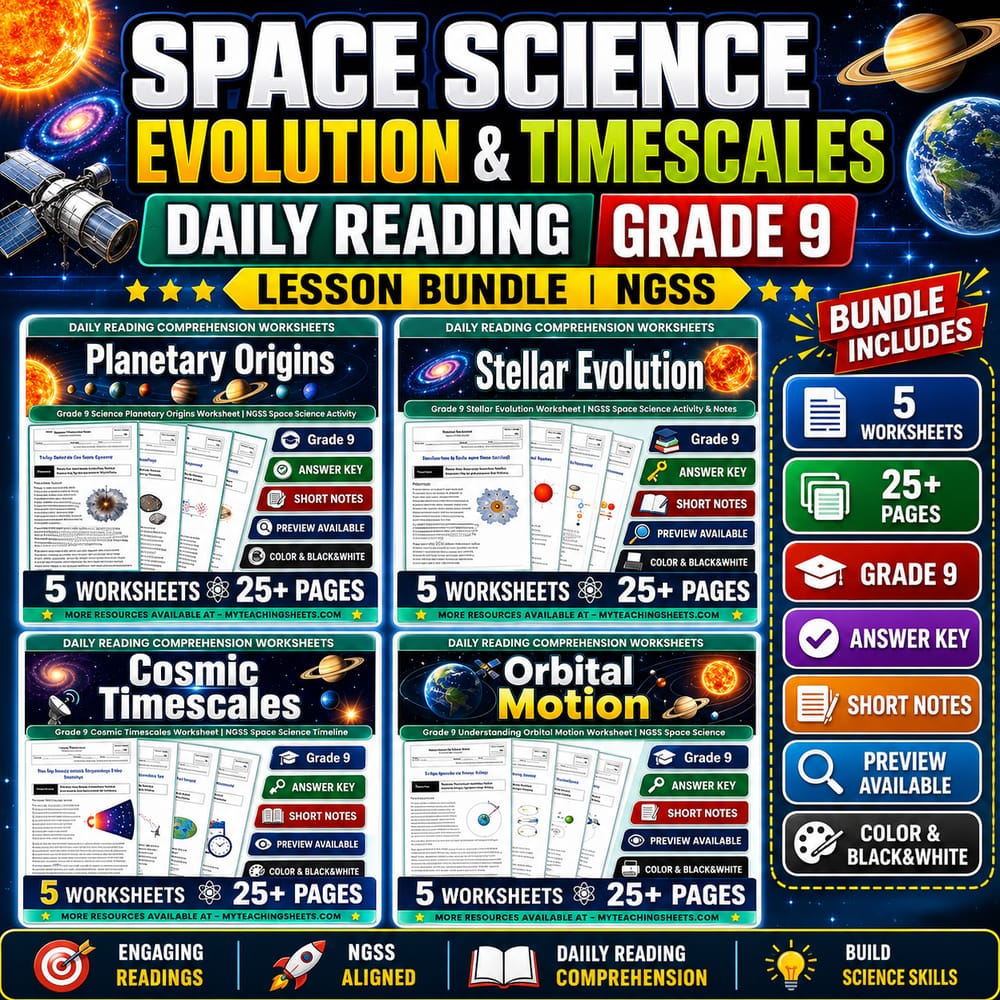 Space Science Evolution & Timescales Daily Reading Grade 9 Lesson Bundle | NGSS — bundle cover