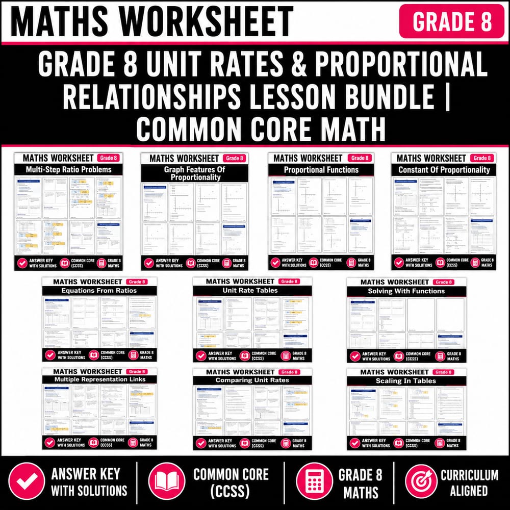 Grade 8 Unit Rates & Proportional Relationships Bundle | Common Core Maths — bundle cover