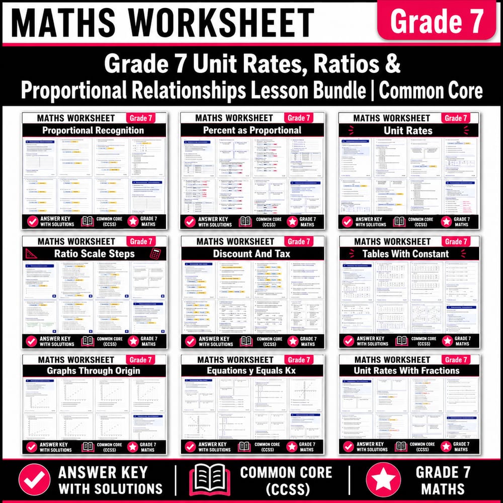 Grade 7 Ratios & Proportional Relationships Lesson Bundle | Math CCSS — bundle cover