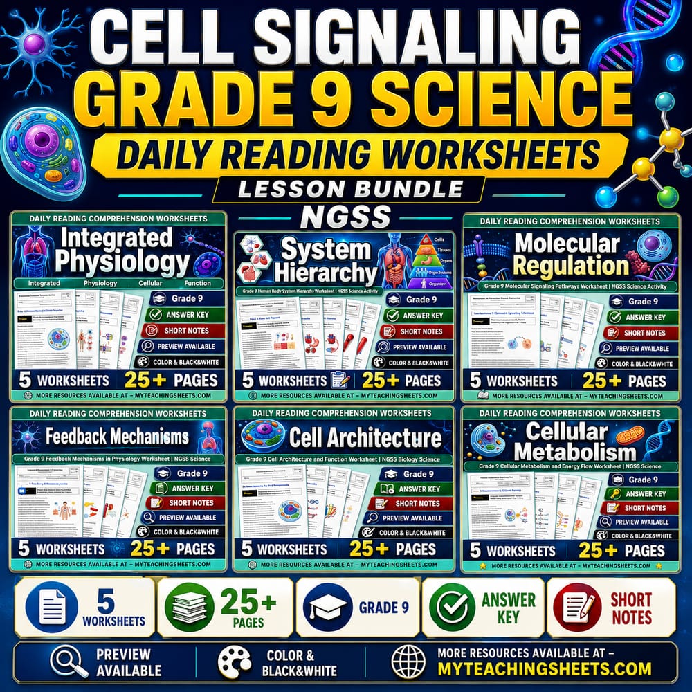 Cell Signaling Grade 9 Science Daily Reading Worksheets Lesson Bundle | NGSS — bundle cover