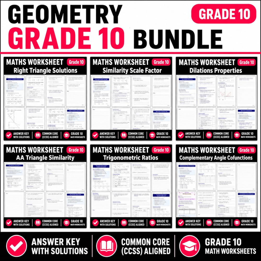 Grade 10 Geometry Math Lesson Bundle: CCSS Trig & Similarity — bundle cover