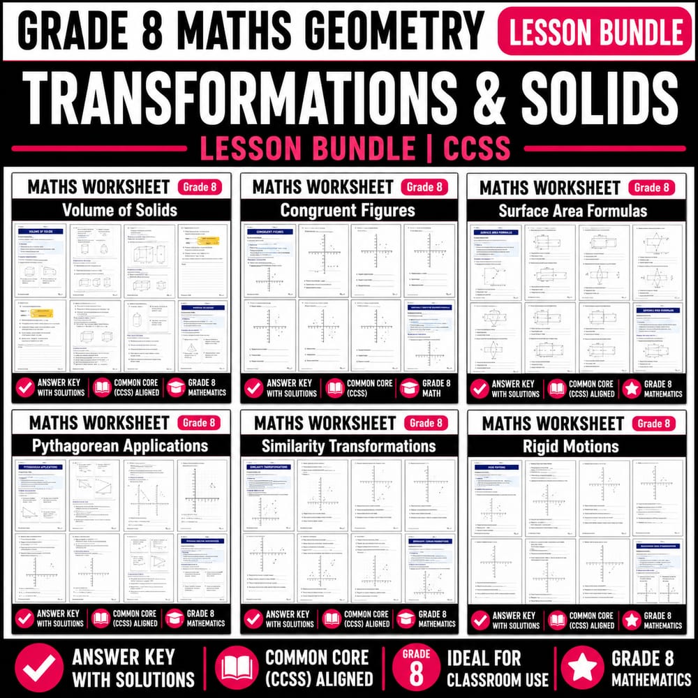 Grade 8 Geometry Lesson Bundle | Common Core Math | CCSS Aligned — bundle cover