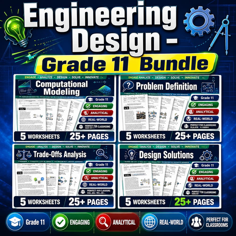 Engineering Design Grade 11 Science Daily Reading Worksheets Bundle | NGss — bundle cover