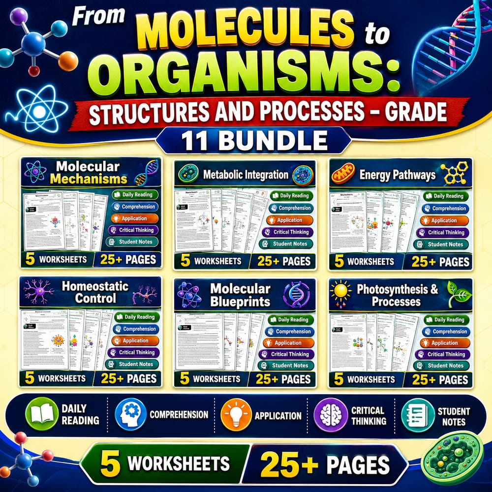 From Molecules to Organisms: Structures and Processes Grade 11 Science Bundle  — bundle cover