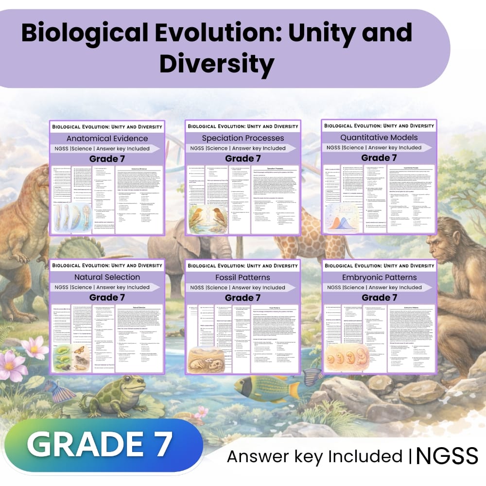 Grade 7 Science Lesson Bundle | Biological Evolution: Unity and Diversity — bundle cover