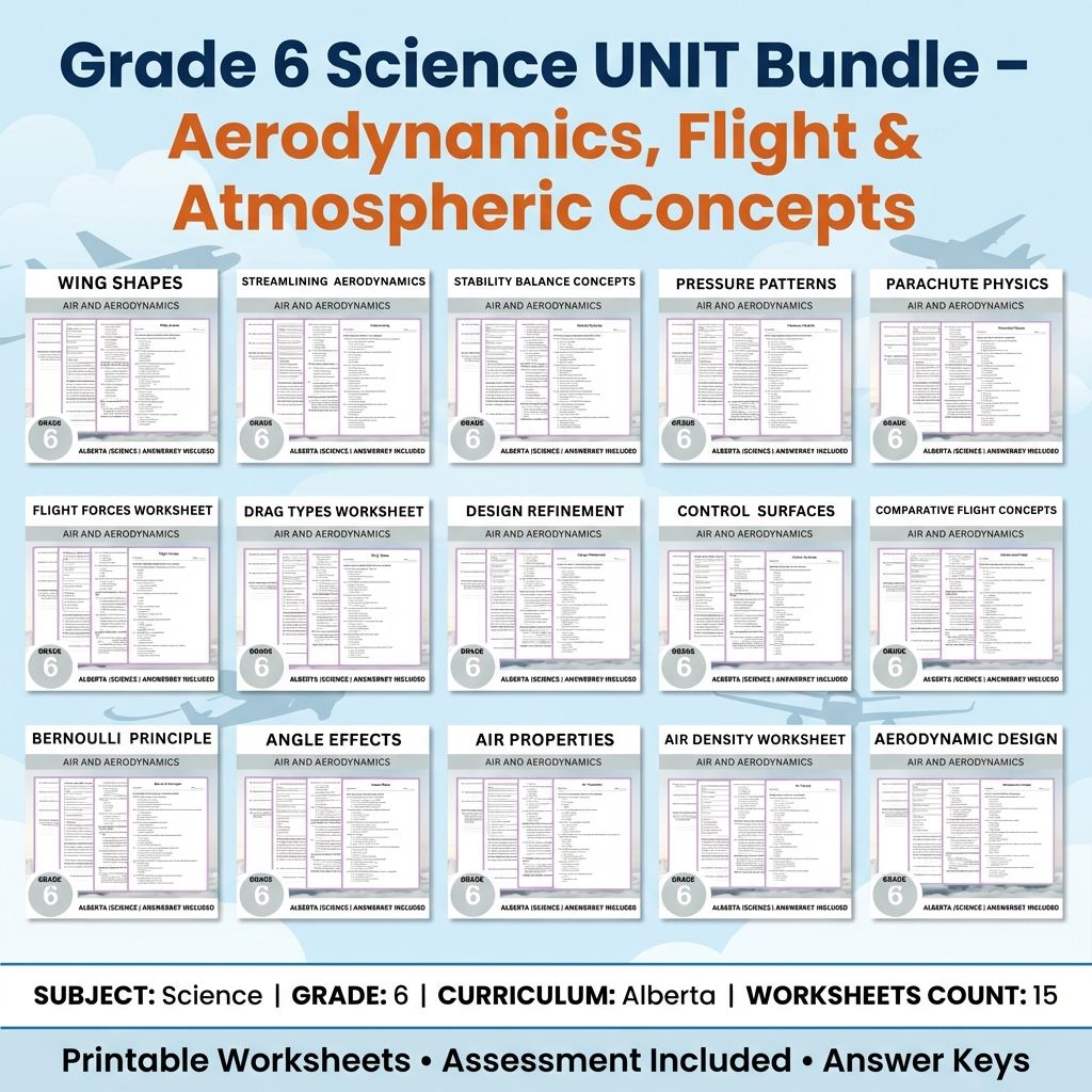 Grade 6 Science Unit Bundle | Flight, Air Pressure & Aerodynamics Worksheets — bundle cover