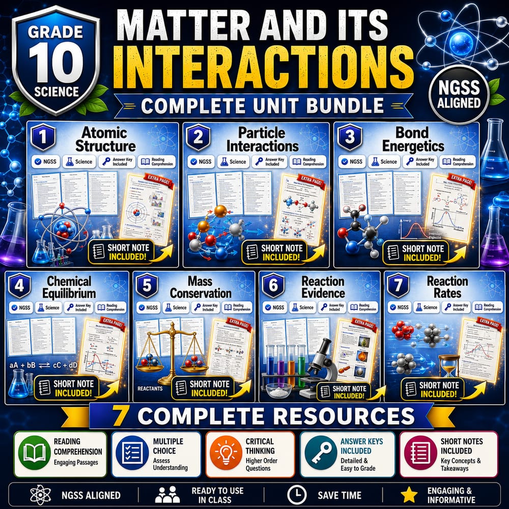 Matter and Its Interactions Lesson Bundle | Grade 10 Science | NGSS — bundle cover