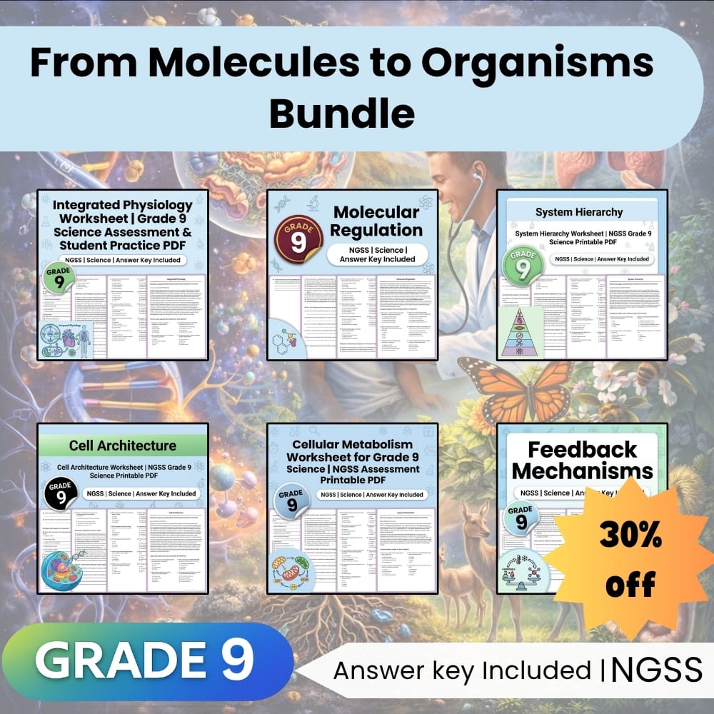 Grade 9 Science Lesson Bundle: From Molecules to Organisms NGSS Structures — bundle cover