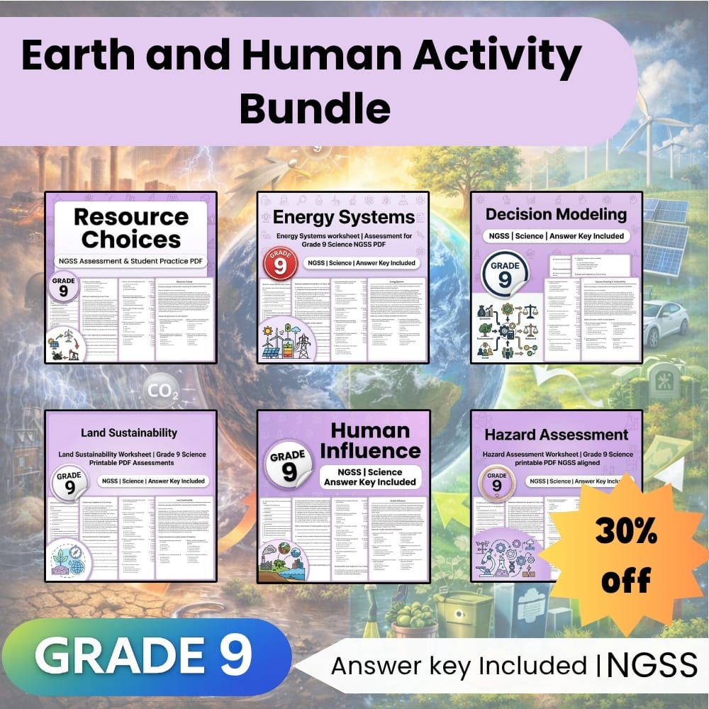 Grade 9 Science Earth and Human Activity NGSS Lesson Bundle — bundle cover