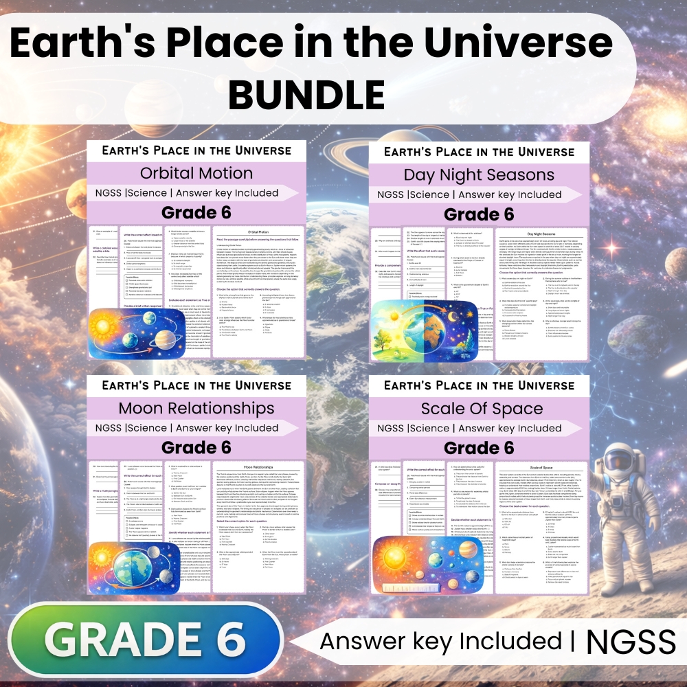 Grade 6 Science | Earth's Place in the Universe Unit Bundle (NGSS Aligned Worksheets) — bundle cover