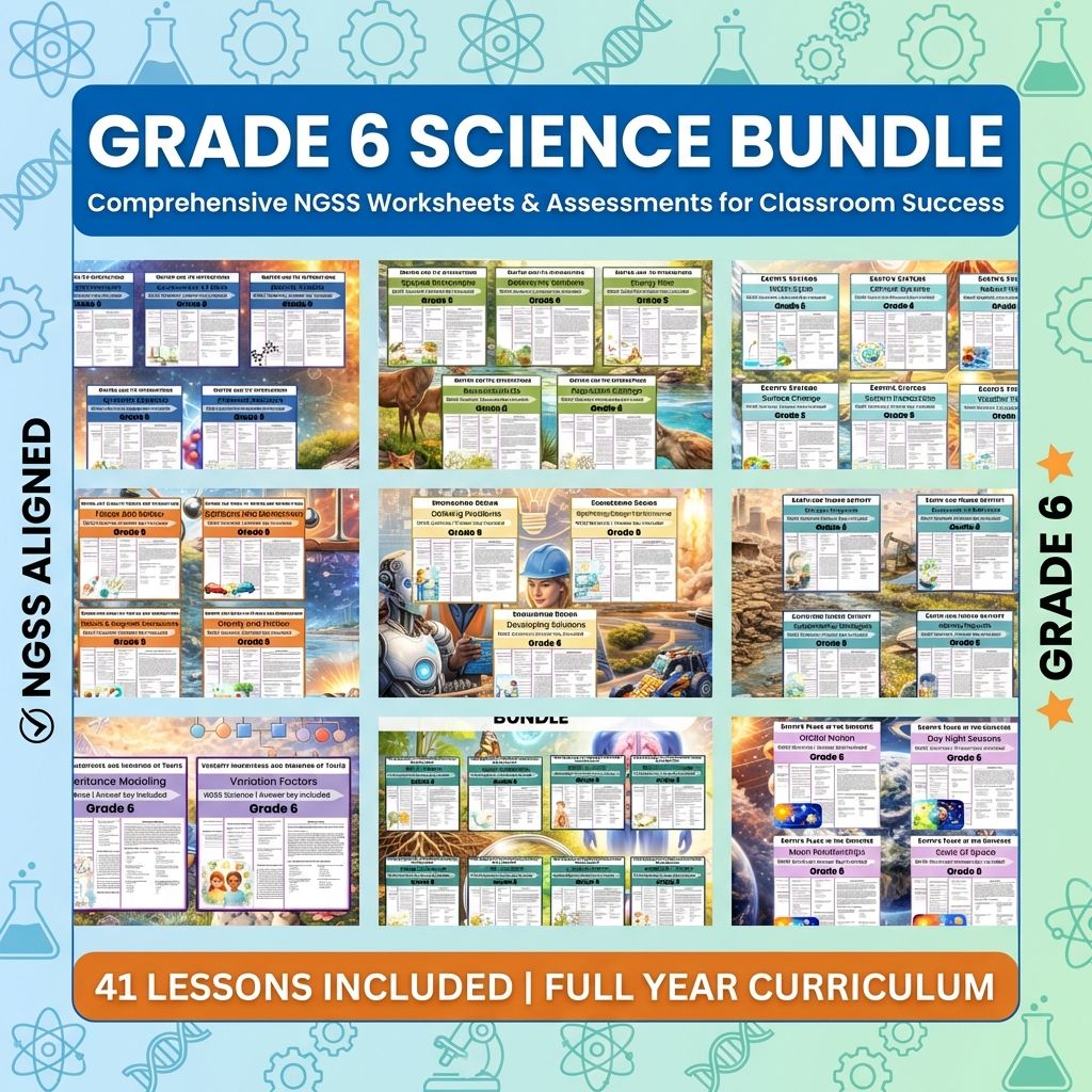 Grade 6 Science NGSS Worksheet Bundle | Comprehensive STEM Practice Pack — bundle cover
