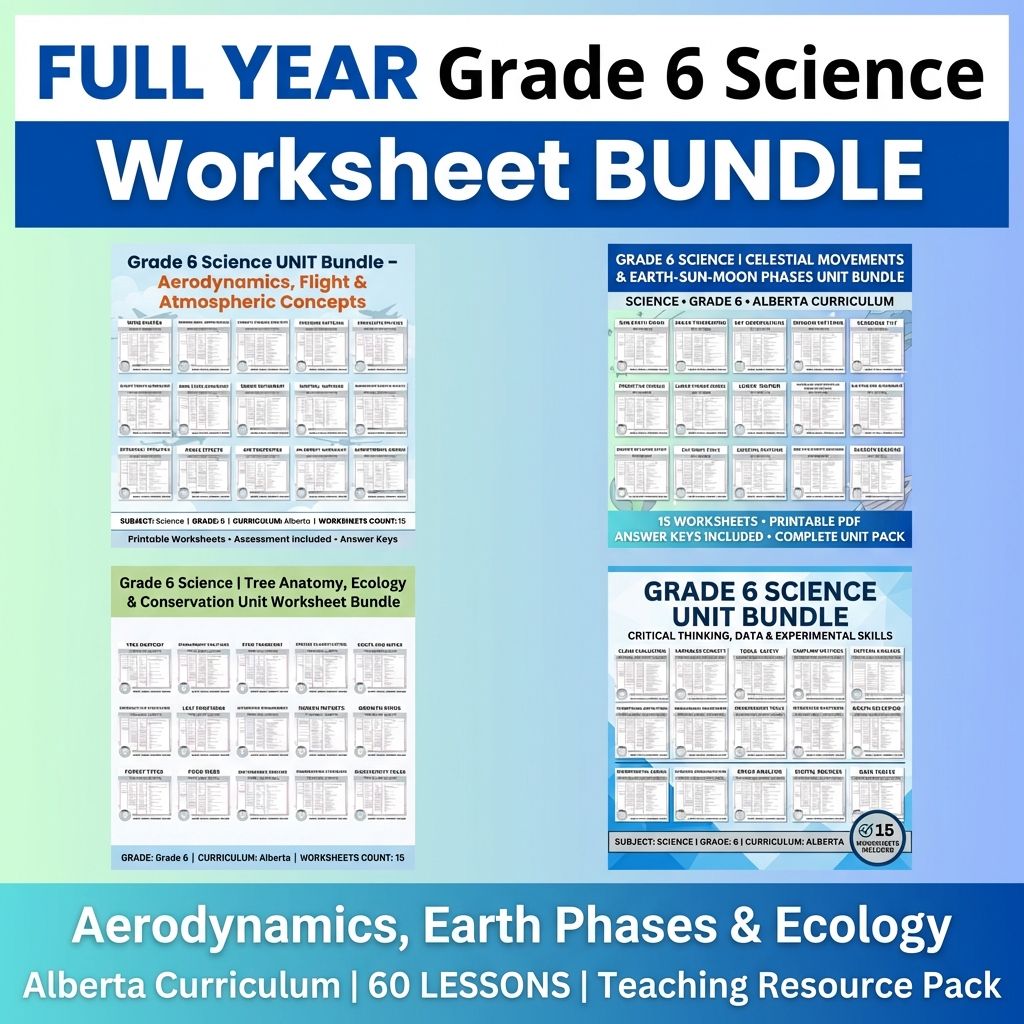Grade 6 Science Worksheet Bundle – Comprehensive Assessment & Practice Pack — bundle cover