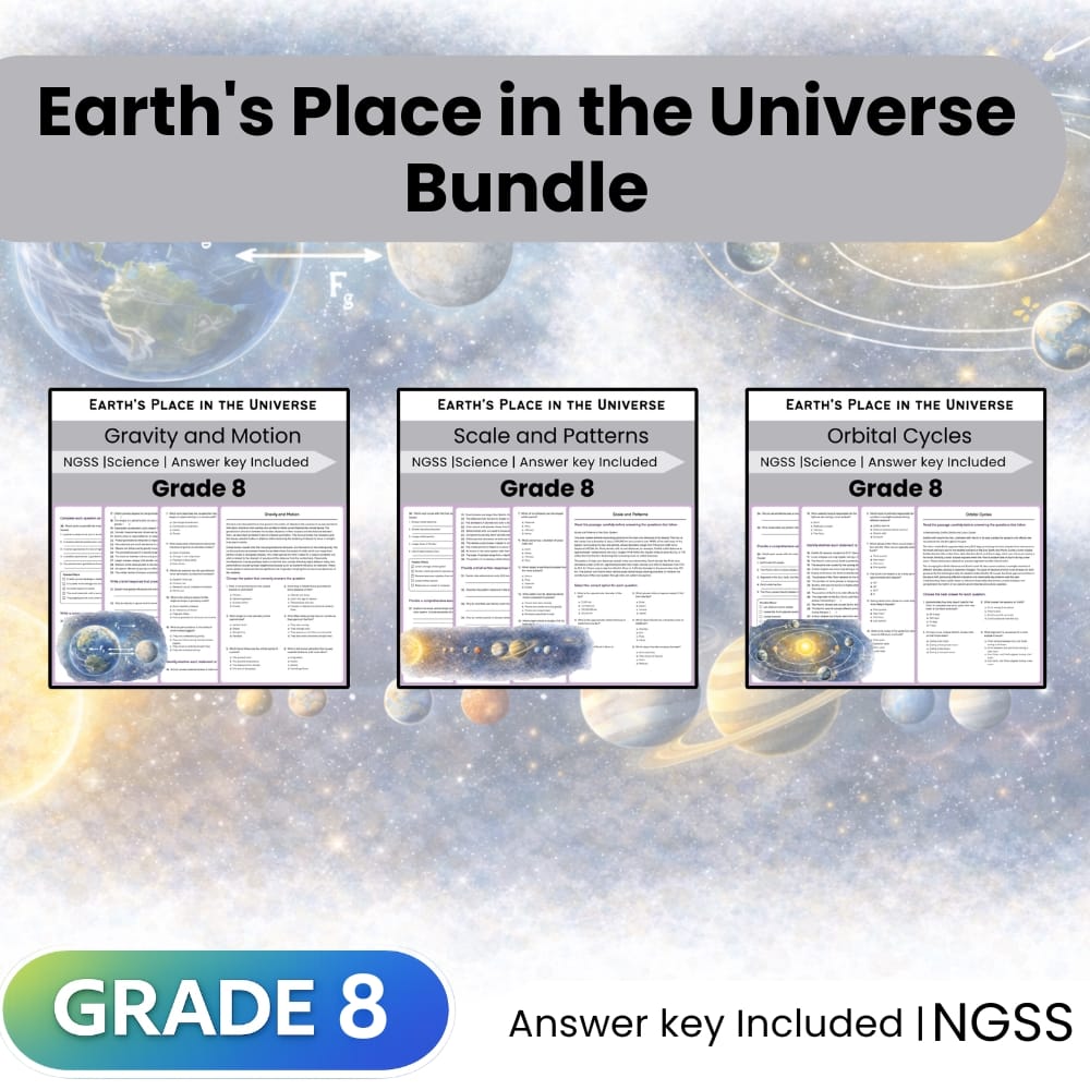 Grade 8 Science Earth's Place in the Universe Lesson Bundle NGSS — bundle cover