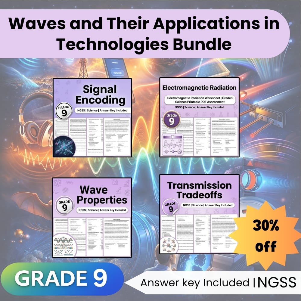 Grade 9 Waves and Their Applications in Technologies for Information Transfer Lesson Bundle — bundle cover