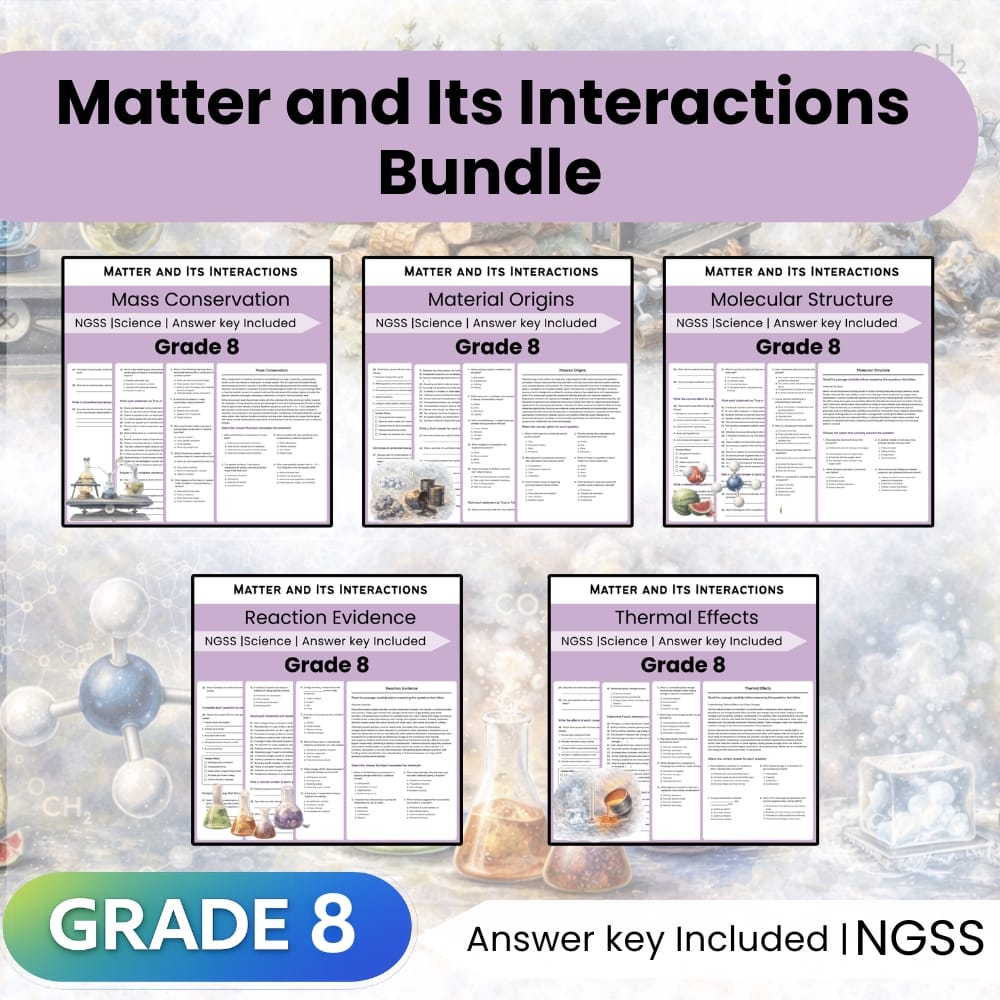 Grade 8 Science Lesson Bundle on Matter and Its Interactions NGSS — bundle cover
