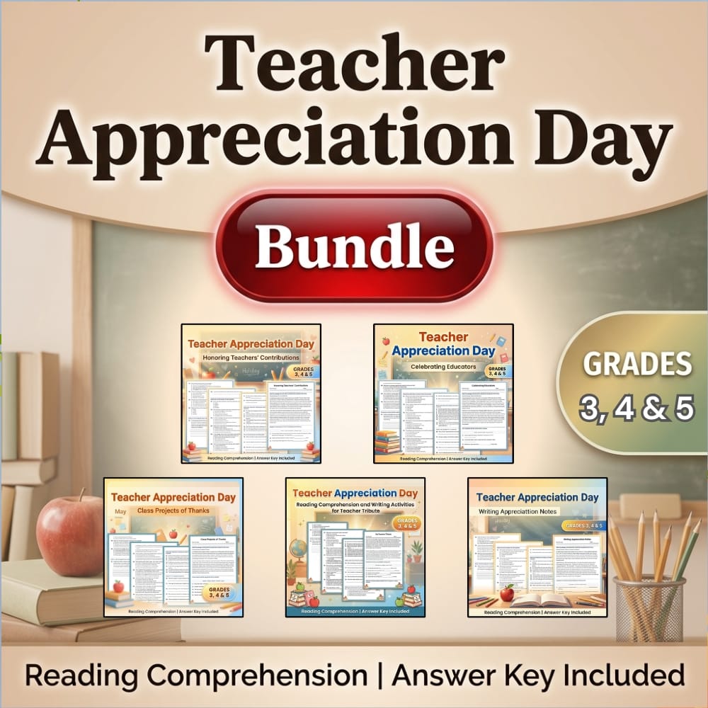 Grade 3 Holiday Teacher Appreciation Custom Bundle: Common Core ELA — bundle cover