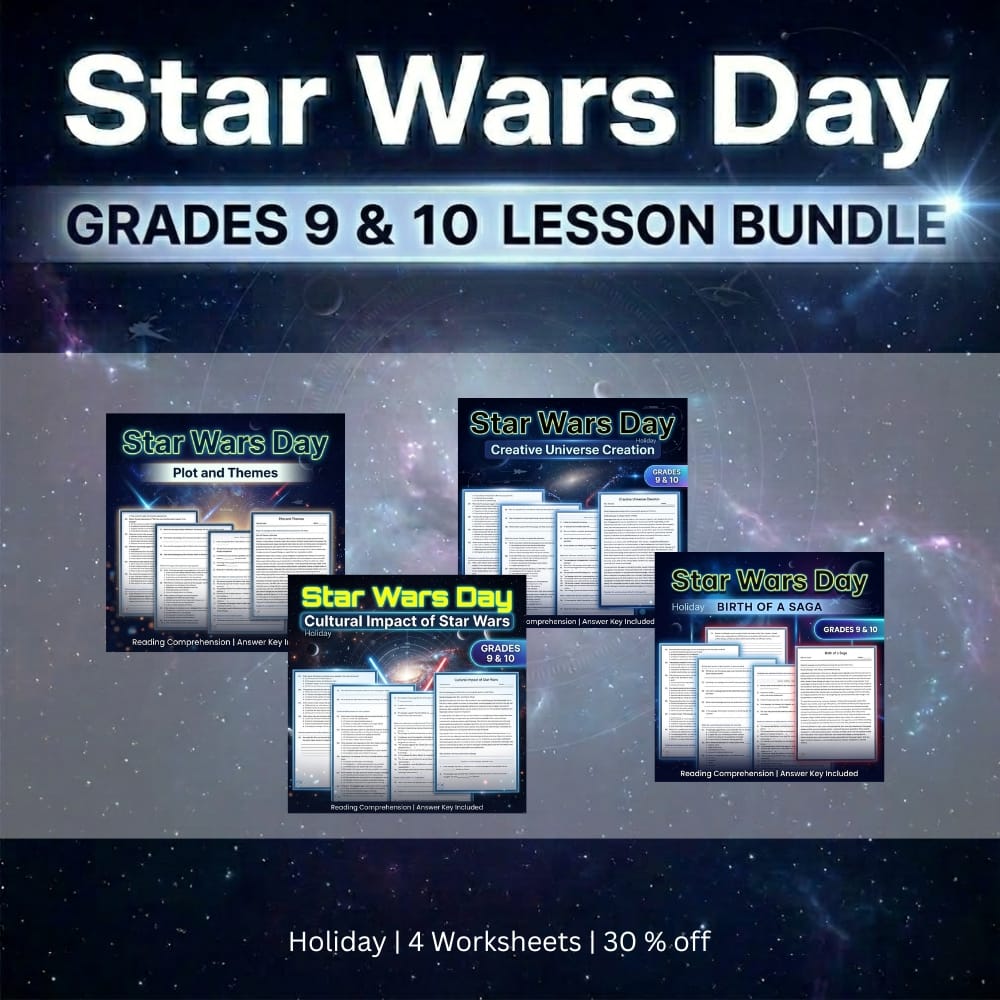 Grade 9 - 10 Holiday Star Wars ELA Custom Bundle: Common Core Framework — bundle cover