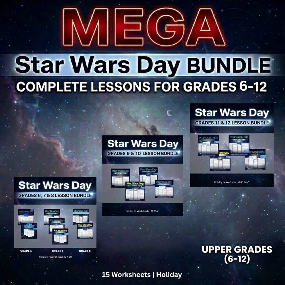 Grade 6 - 12 Space Media Literacy Holiday Custom Bundle (NGSS) Worksheets — bundle cover