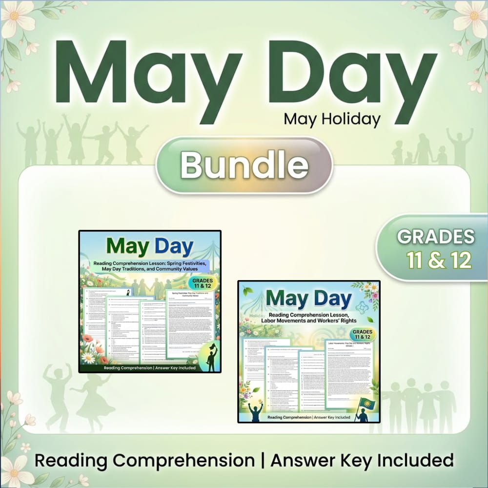 Grade 11 - 12 Labor Movements May Day Holiday Lesson Bundle (C3 Framework) — bundle cover