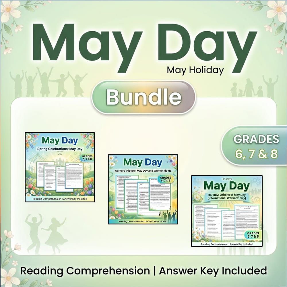 Grade 6- 8 May Day Holiday Unit Bundle: C3 Framework for Worker Rights — bundle cover