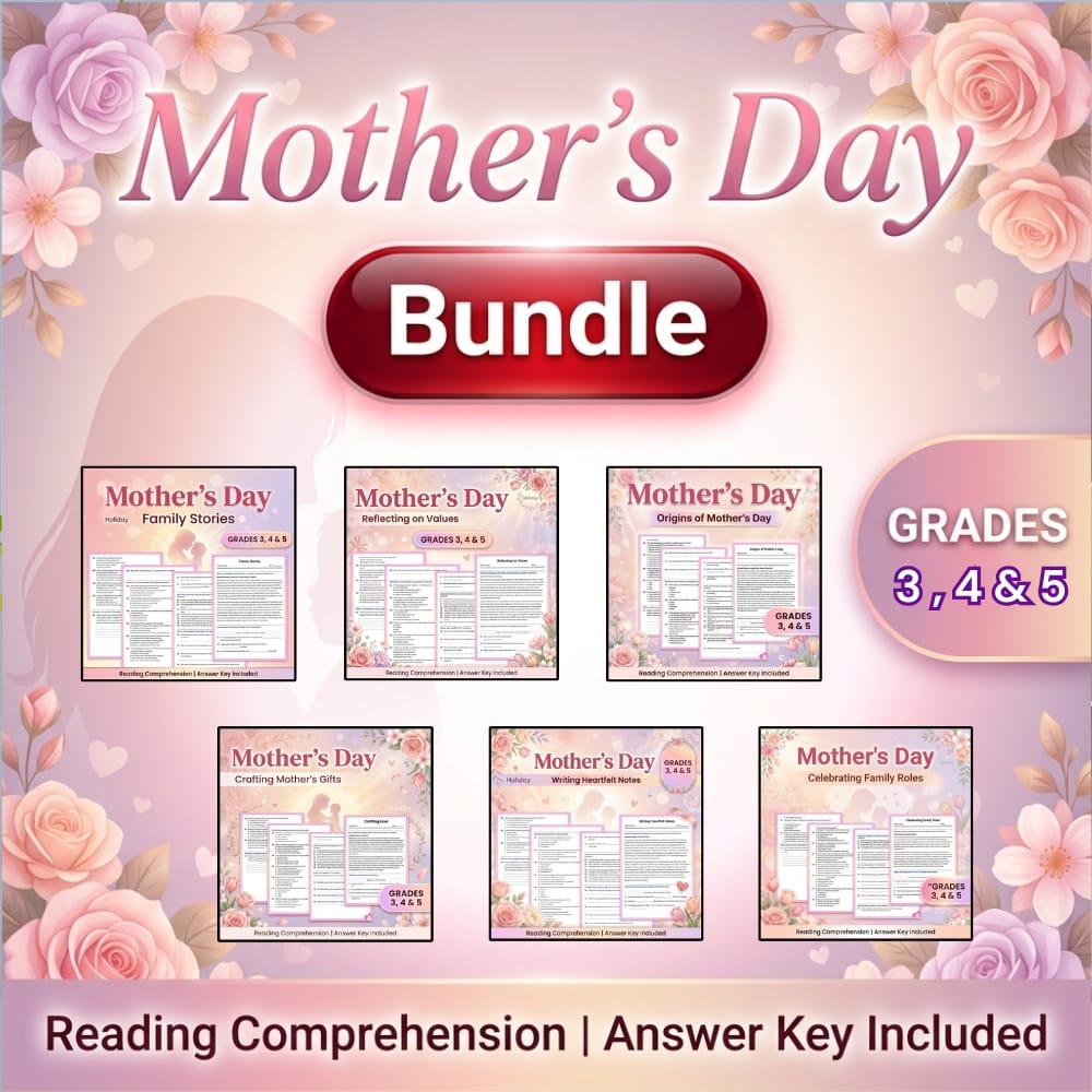 Grades 3,4 & 5 Holiday Family Roles, Writing & Values Lesson Bundle  — bundle cover