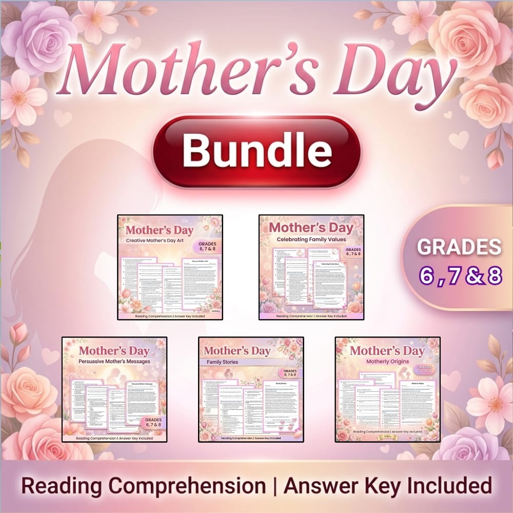 Grades 6, 7 & 8 Holiday ELA Custom Bundle | ELA Worksheets — bundle cover