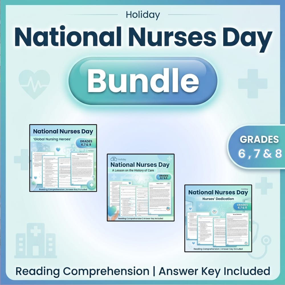 Grades 6 - 8 Holiday Nursing Heroes Custom Bundle (NGSS) Assessment Worksheets — bundle cover